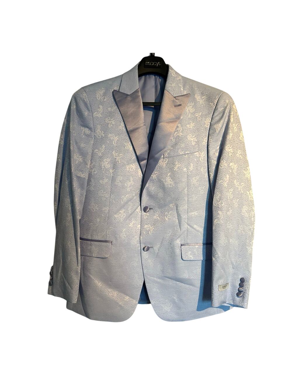 NWT Alfani Slim Fit Sport Coat Blazer Light Blue Jacquard, Men's 38R